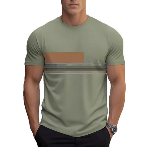 New 2025 Cross-border 3D Short-sleeve Men's Striped Print Youth Summer Casual Men's 3D T-shirt Round Neck Top