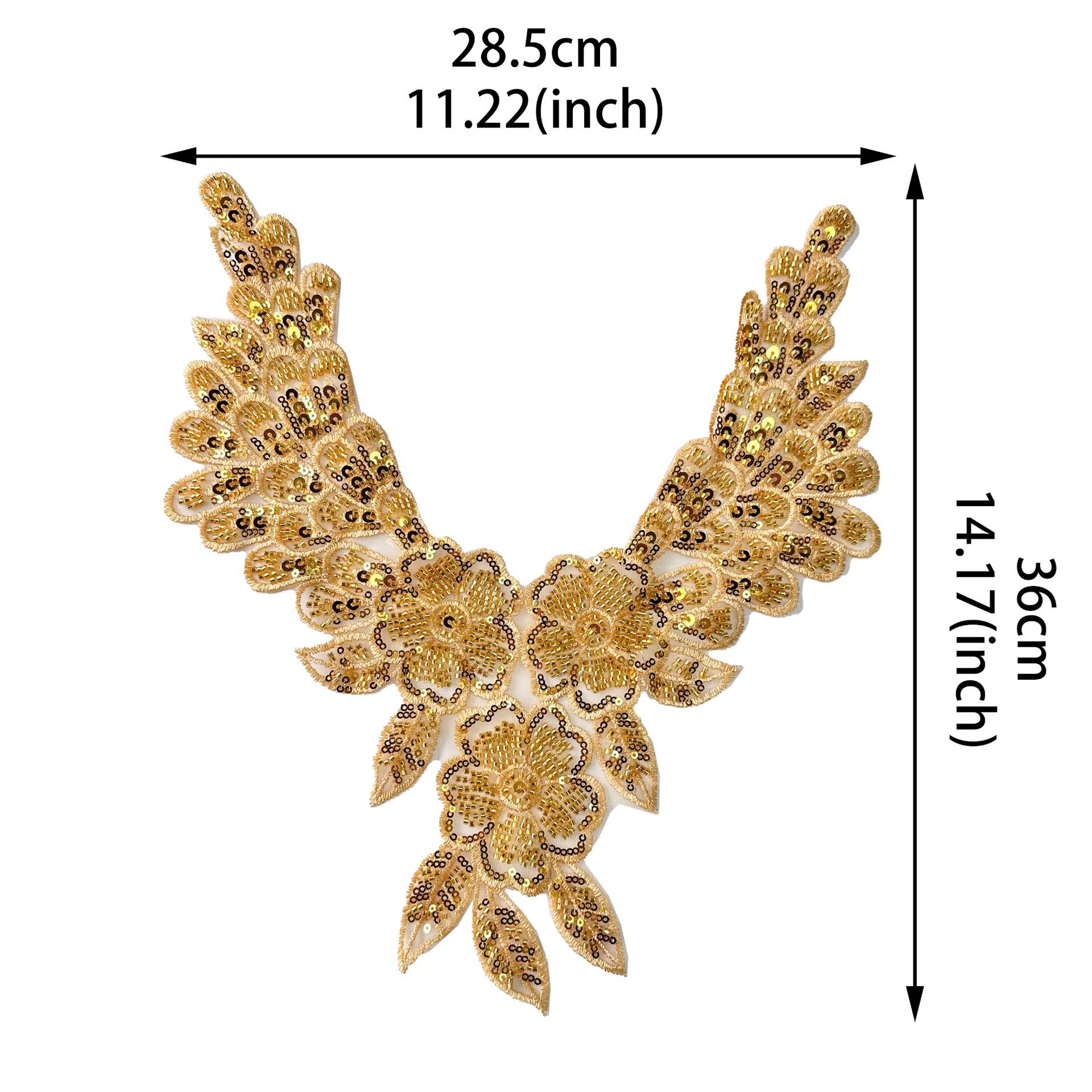 Accesorios de flores de collar de oro de industria pesada transfronteriza hecha a mano perlas de clavado vestido vestido vestido de rendimiento material de decoración de pedidos de entrega image 5