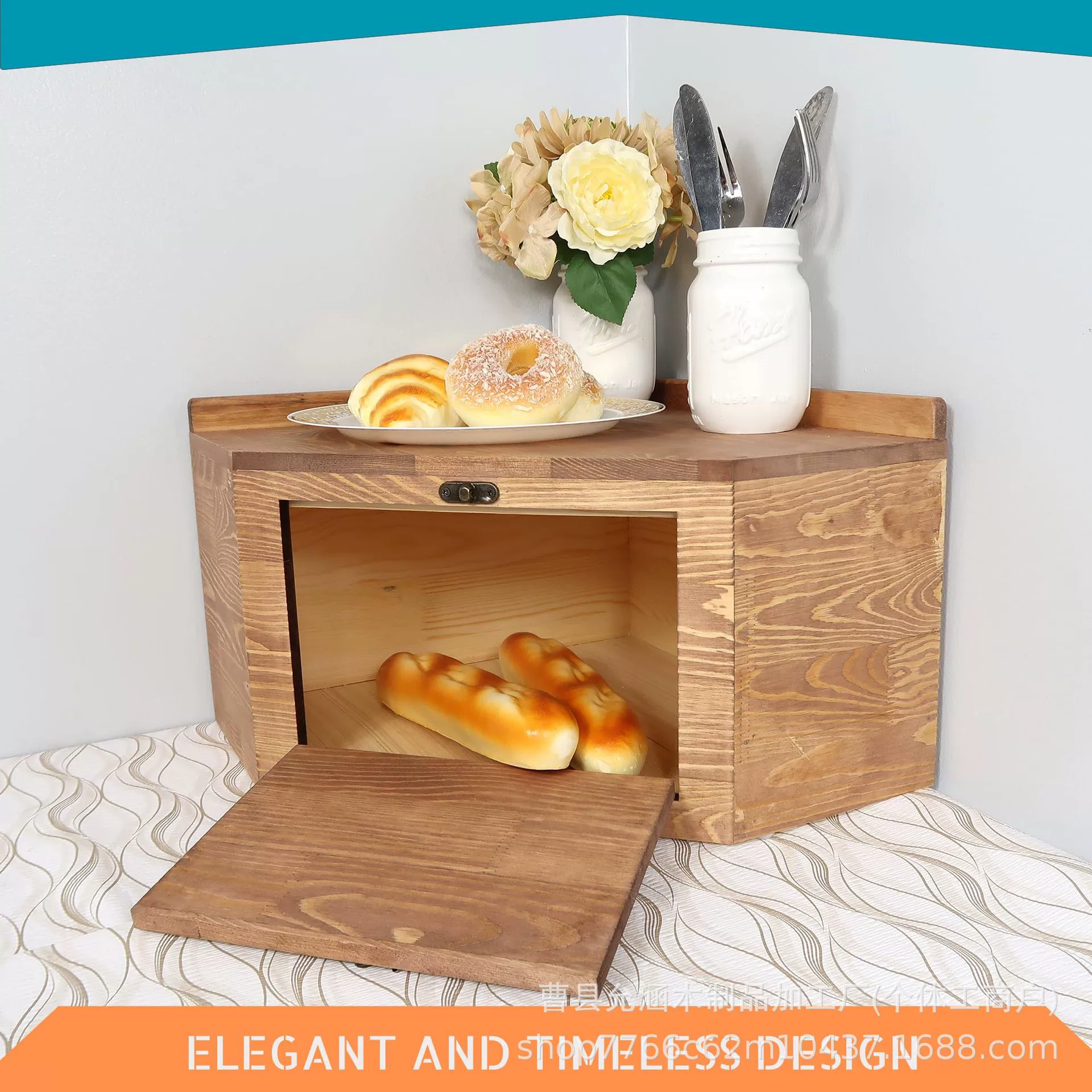 Деревянная коробка для хранения хлеба полка Кухонная угловая коробка для хранения хлеба коробка для хранения ретро деревенский ветер хлебная коробка