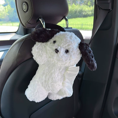 Car tissue box/set: Female Car Seat Back Paper - white-dog-paper-towel