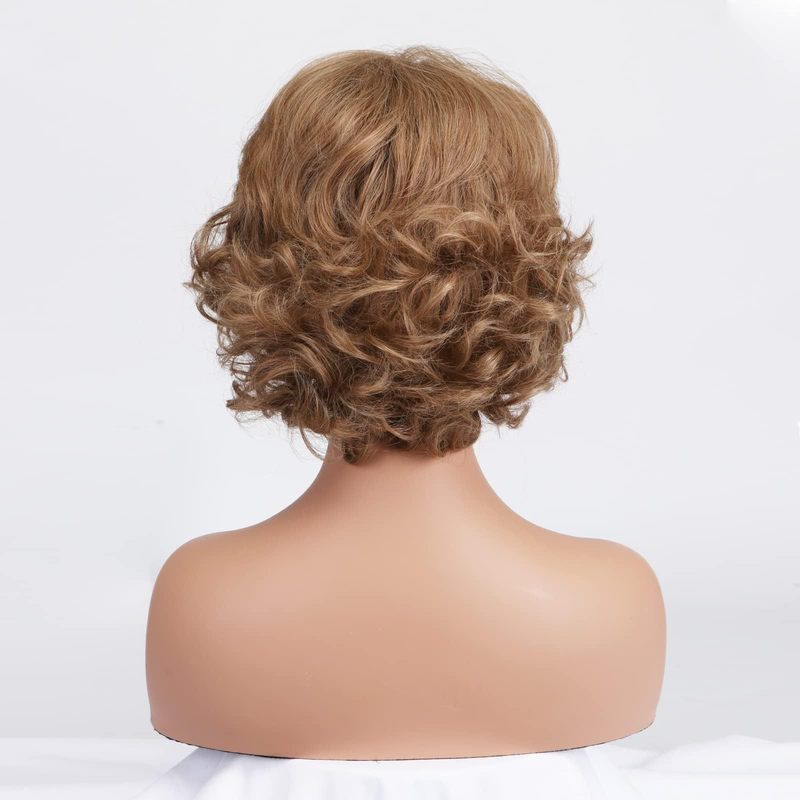 ヨーロッパとアメリカの貿易クロスボーダーウィッグ女性のファッショナブルなショートカーリーヘアメーカー卸売中高年化学繊維フルヘッドギア気質ヘアスタイル|undefined
