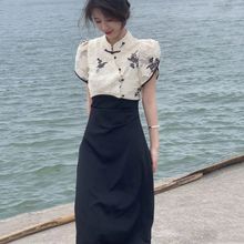 2024年新中式国风短款上衣气质显瘦吊带裙新款两件套