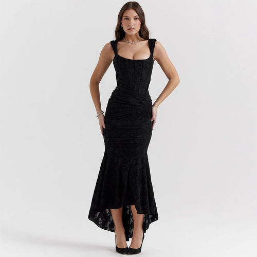 European and American Style Cross-Border Hot Sale New Sexy Fashion Strapless Bustier Corset Fishbone Bodycon Fish Tail Long Dress for Women 2025 Summer