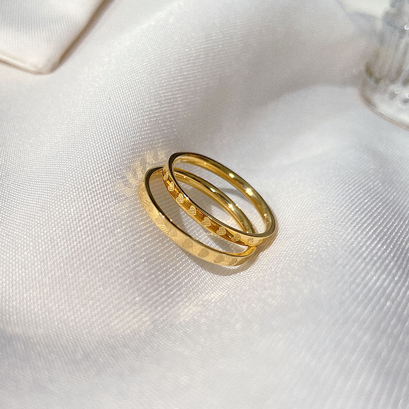 Plating Design Simple Style Heart Shape Titanium Steel Plating Rings 1 Piece