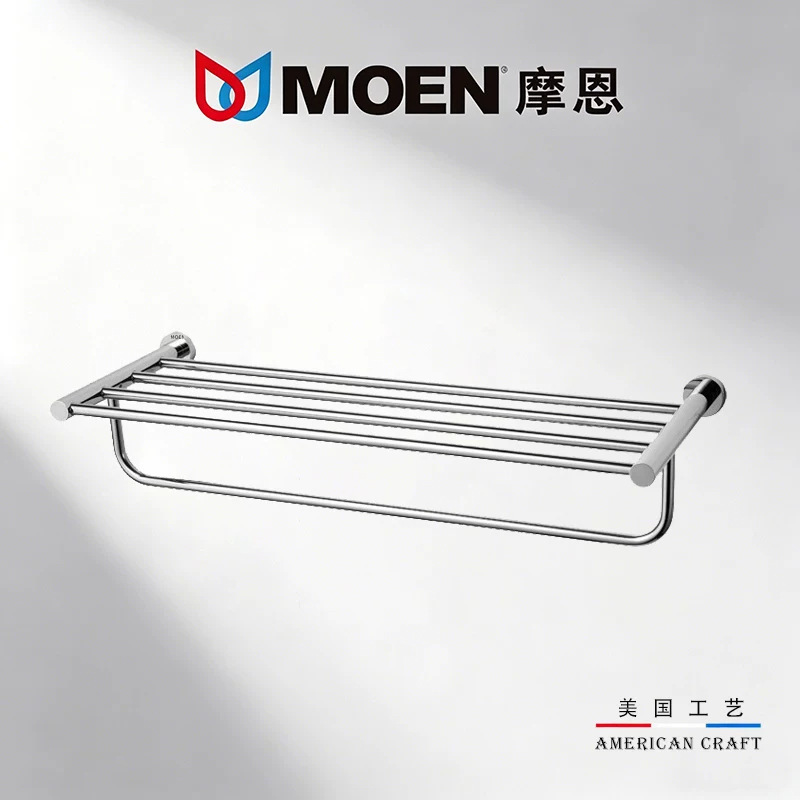 Moen 304 stainless steel towel rack, bathroom towel double-layer storage wall-mounted shelf, hotel project set Moen 304 stainless steel towel rack, bathroom towel double-layer storage wall-mounted shelf, hotel project set