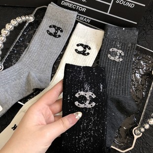 Trendy Women's Summer Socks Versatile Long Tube Socks Ins Style Chanel-Inspired European Korean Accessories Socks for Women