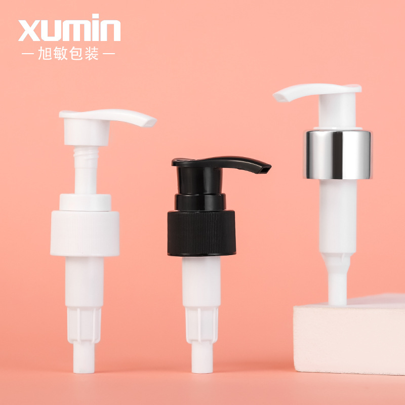 Botella de prensa de la bomba de presión de rayas negras 300ml botella de loción para mascotas de hombro plano esmerilado botella de desinfectante de manos de cabeza de bomba de anillo de plata brillante