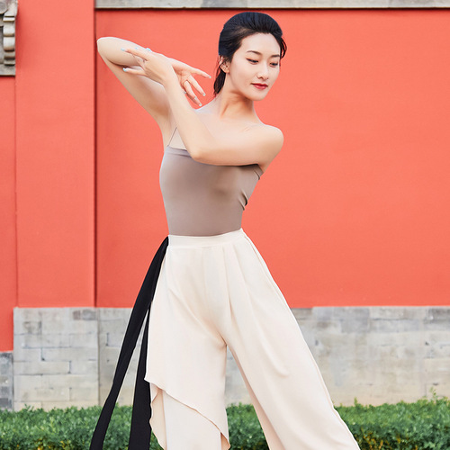 Dance clothing vest female ballet modern ethnic classical dance practice clothing top suspender body suit with chest pad