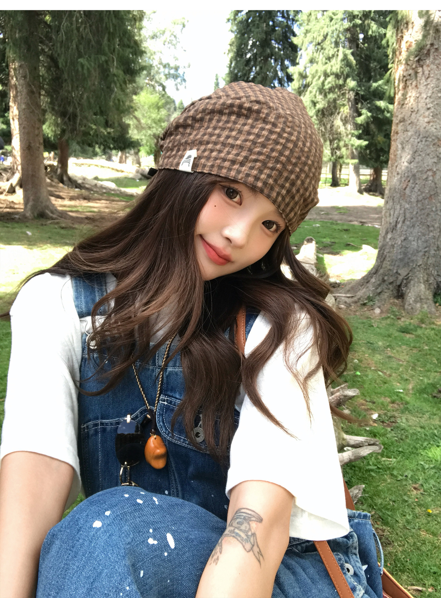 Vintage-Karomütze für Damen, dünn, für den Sommer, für großen Kopfumfang, elegant, vielseitig und lässig._voghion.com