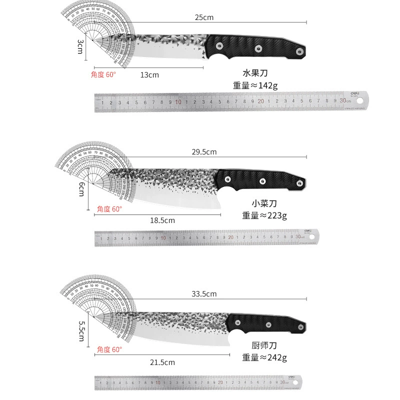 Cross-border forging hammer pattern chef knife small kitchen knife fruit knife fiberglass handle stainless steel knife family outdoor meat cutting knife