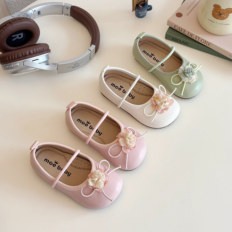 Children's Soft Leather Mary Jane Shoes 2025 Fairy-style Flat Shoes Square-toe Buckle Ballet Shoes