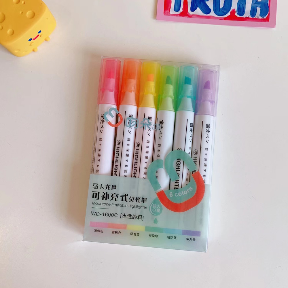 Soft-headed Highlighter Light-colored Students Use Double-headed Marker Pen display picture 6