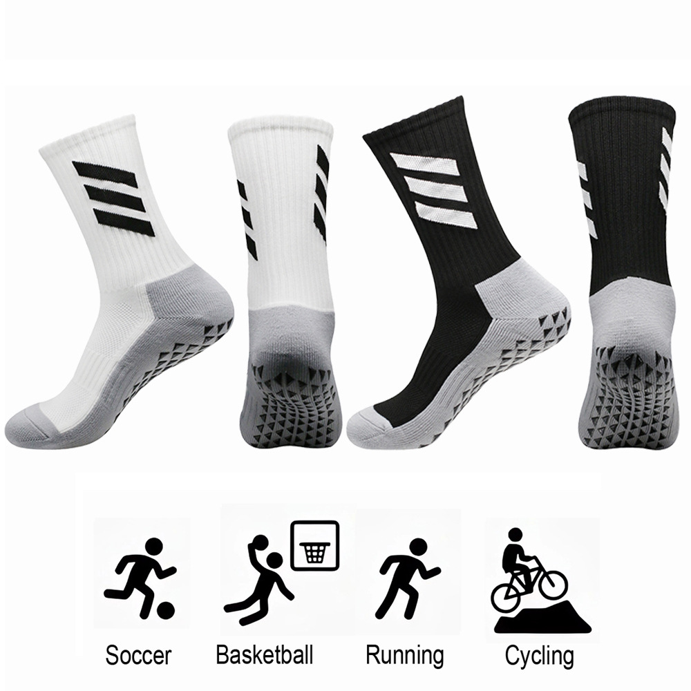 Cross-Border Men's Football Socks, Non-Slip Glue Cycling Socks, Thickened Towel Bottom Sports Socks, Sweat-Absorbent and Breathable Basketball Socks