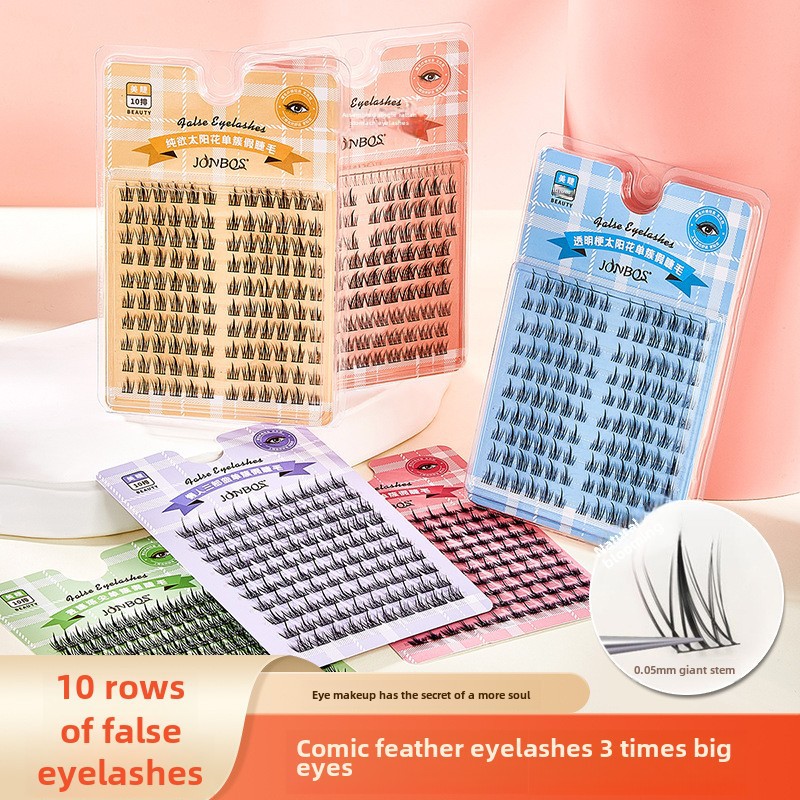 Jonbos Large Volume Single Cluster False Eyelashes Glue Type Ultra-Natural Sunflower Trilogy Eyelashes