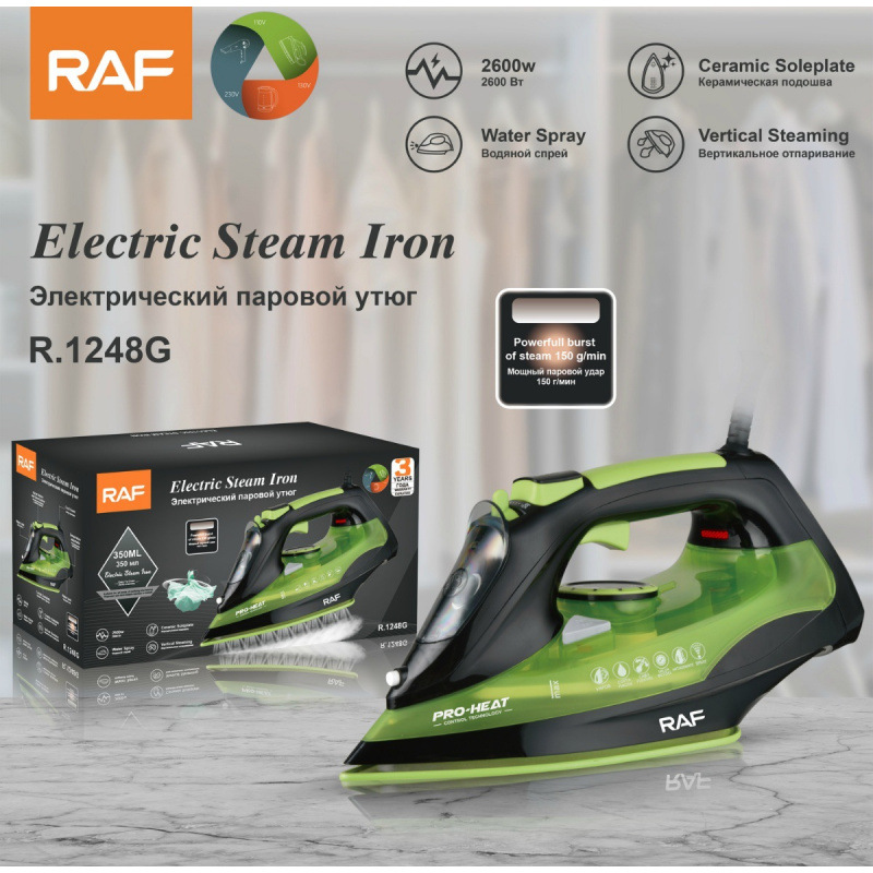 European Standard Export Household Portable Handheld Steam Iron High Power 2600W Ceramic Soleplate Electric Iron