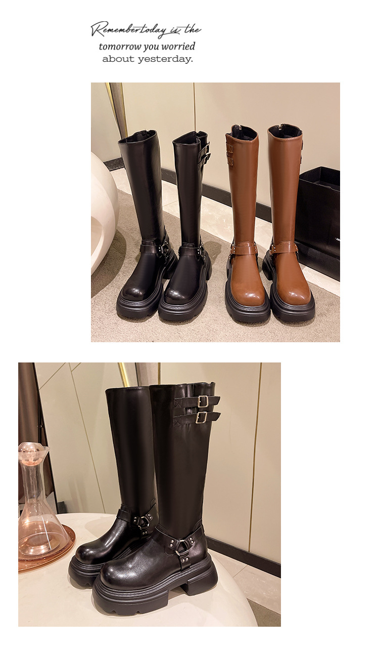 Talpă groasă, versatilă, cu tub lung pentru femei, în toamna anului 2024, cu o senzație de înaltă calitate. Statură mică, creștere în înălțime,_voghion.com