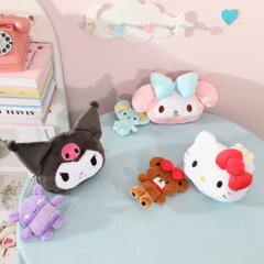 漫画ぬいぐるみ化粧品バッグ、女性用小型バッグ、小銭入れ、ポータブルトラベルトイレタリーバッグ、キー携帯電話収納バッグ