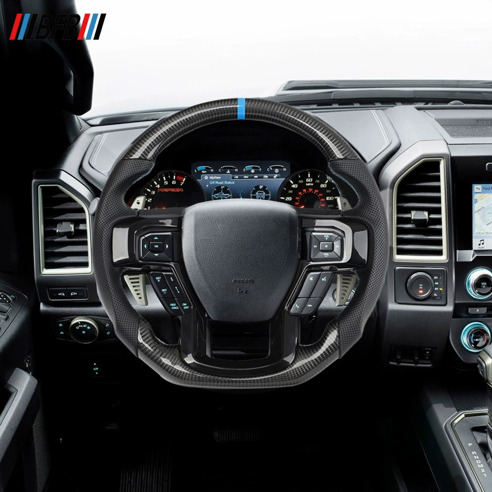Подходит для Ford Raptor F150 (2014–2021) — спортивный рулевой колесо из углеродного волокна, модель спортивного руля с карбоновыми вставками и титановыми пластинами
