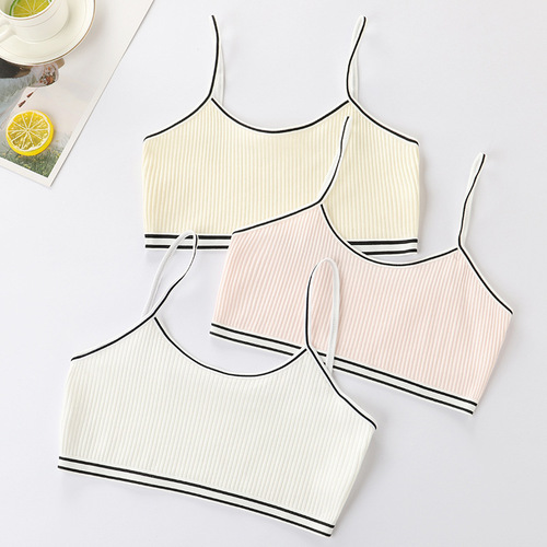 Girls' Underwear Puberty Development Age Primary School Students Children Small Backless Bra Summer Thin 10 Years Old 13 Years Old Teenage Girls' Bra