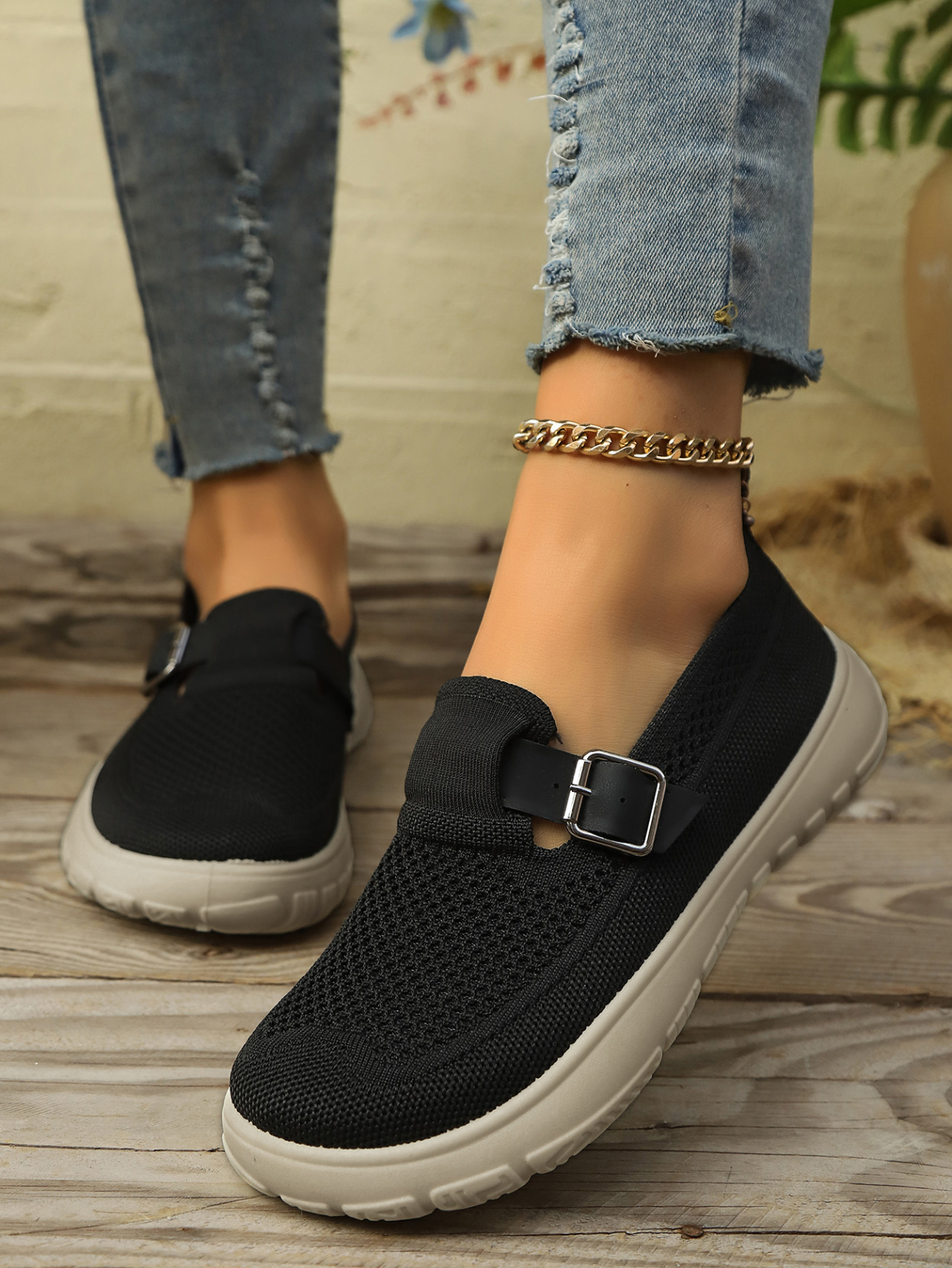Women's Breathable Mesh Platform Slip-on Casual Shoes For Ladies_voghion.com