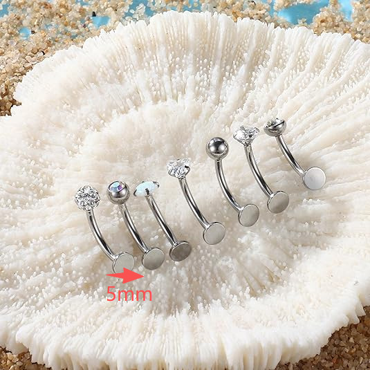 Curved Barbell Piercing Stud With Diamonds For Face And Body_voghion.com
