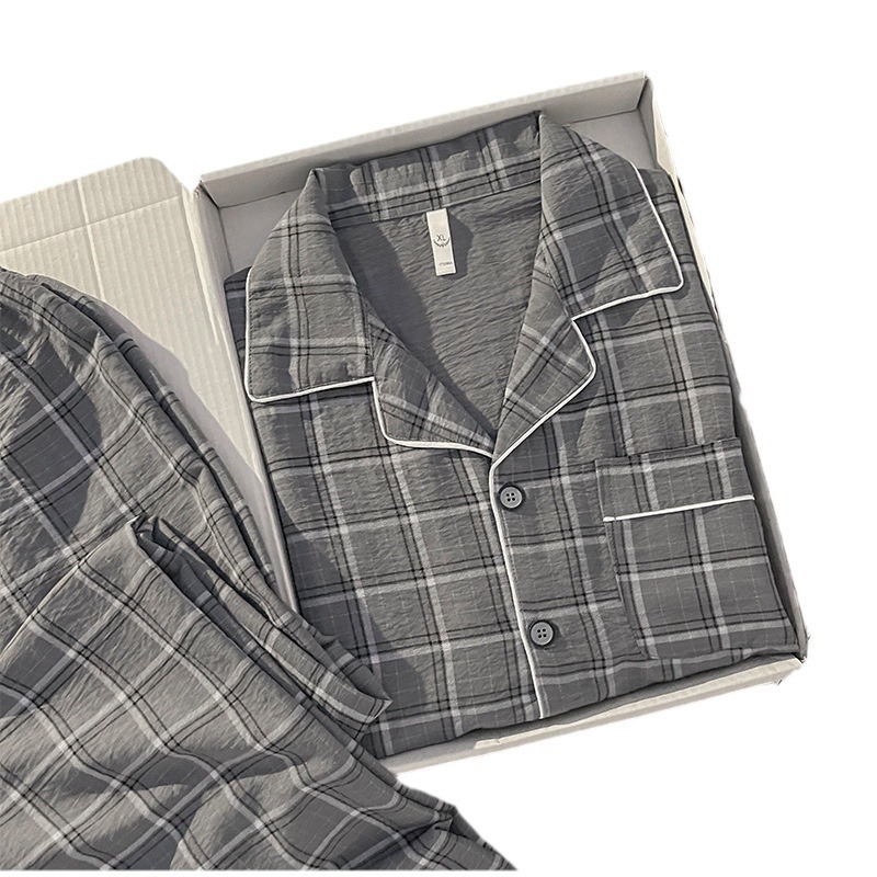 Pijama de hombre de manga larga nubes de algodón primavera y otoño delgado 2024 nuevo día de invierno cardigan de niño conjunto de ropa para el hogar