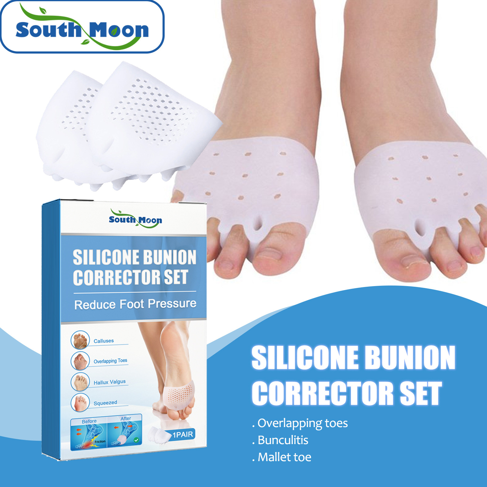 South Moon Bunion Finger Orthosis Thumb Valgus Orthosis Toe Stretch Separator Foot Care