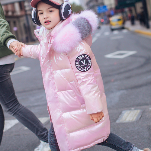 Children's down cotton clothes, baby girls, medium and long girls, medium and large children, bright winter coat, cotton coat, on behalf of sale