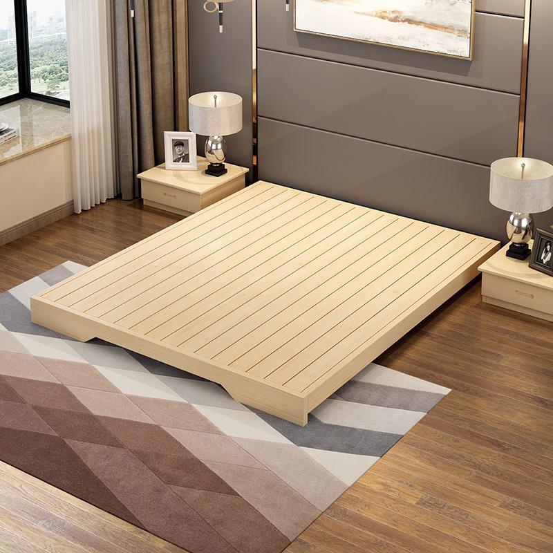 Solid Wood Bed Frame, Breathable and Moisture-Proof, Slatted Bed Board, Tatami Waist-Protecting Bed, Bed and Breakfast Floor Bed, Rental House Simple Bed
