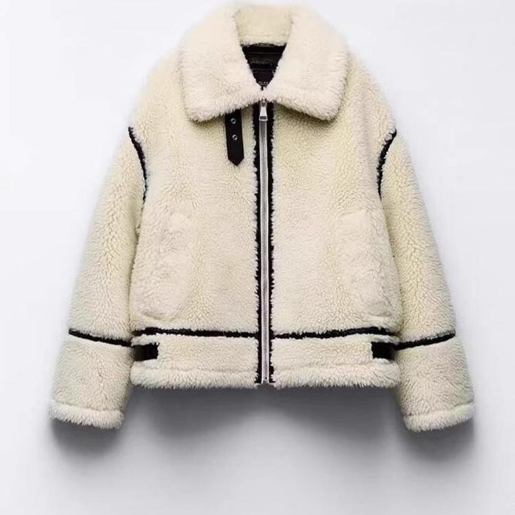 原TAOP&ZA秋冬新款女装抓绒皮毛一体时尚休闲羊羔绒外套3548247