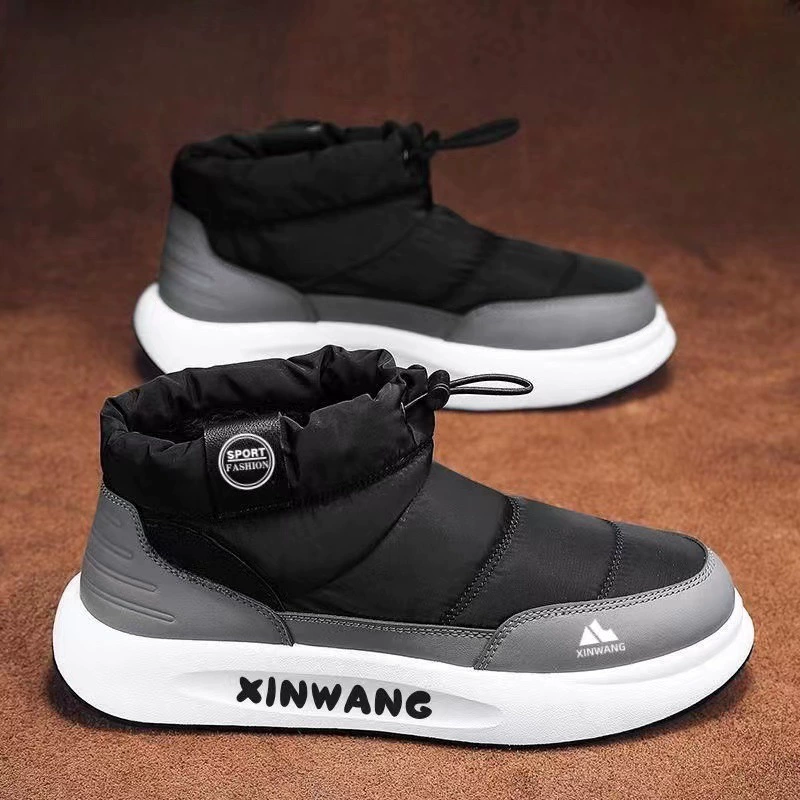 Холодостойкие мужские снежные сапоги 2024 зимние новые хлопчатобумажные туфли мужские холодостойкие водонепроницаемые бархатные толстые северо-восточные хлопчатобумажные туфли