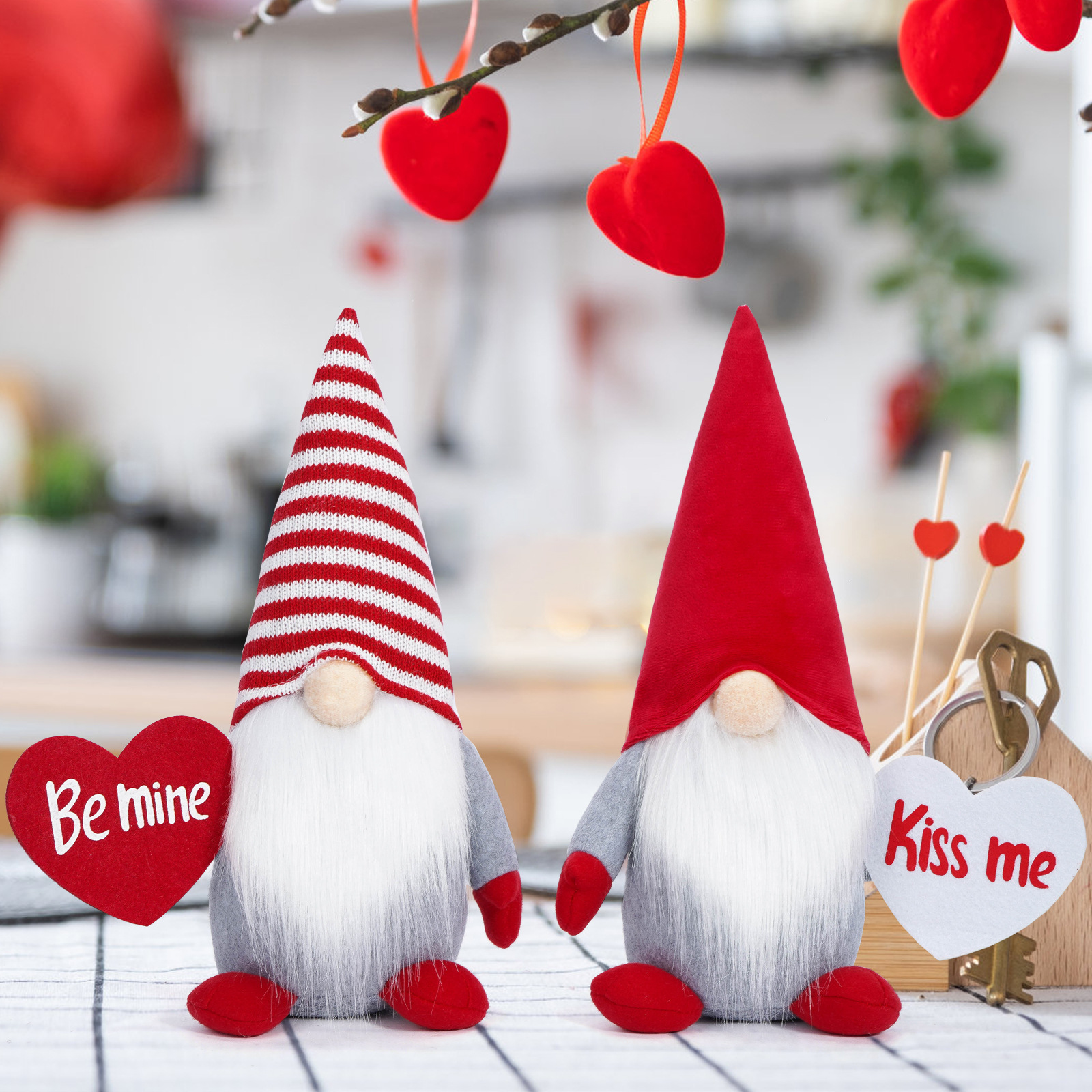Nuevos productos transfronterizos Día de San Valentín muñeca sin cara rayas rojas amor creativo Rudolph decoración de la atmósfera de vacaciones decoraciones