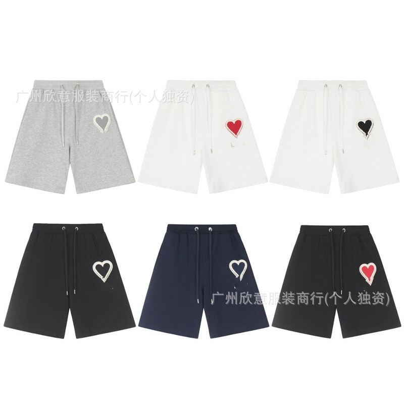 Cross-border Foreign Trade Trendy Brand Correct High Edition AM Big Chapter Five-point Pants Shorts Beach Pants Embroidered Love A Casual Pants