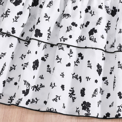 2024 Summer Girls' Dress: Sleeveless Patchwork Design, Chic Ruffled Hem, Floral Print — Cross-Border Children's Color-Block Skirt