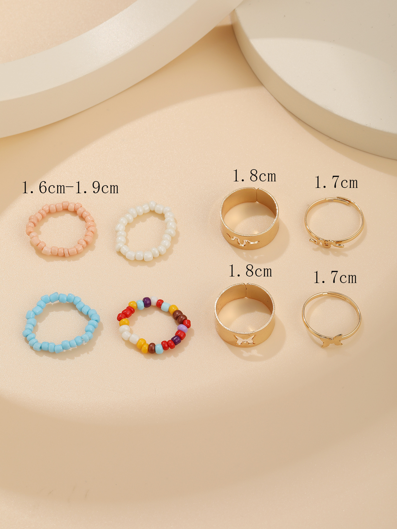 New Creative Simple Resin Alloy Women's Tail Ring Ring Color Ring Set display picture 3