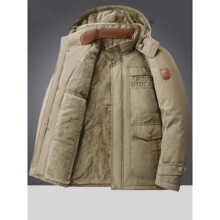 加绒加厚冲锋衣男冬季中长款棉衣中老年人羊羔绒棉服东北特厚棉袄