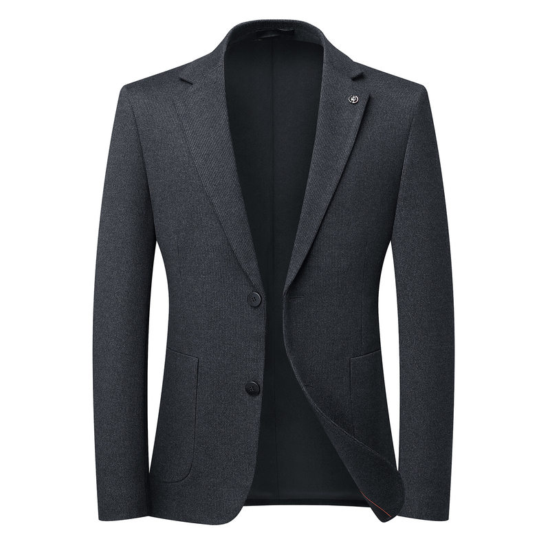 Áo vest nam vải dạ len lông cừu cổ ve nhọn hai cúc dáng ôm dài tay — Màu xanh dương