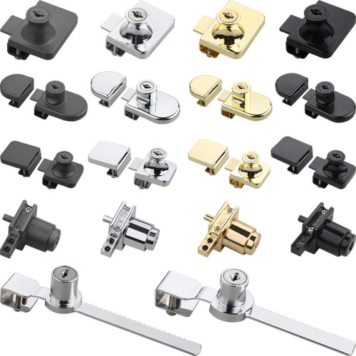 玻璃柜锁 商场展示柜门锁单双门无框锁手机柜台锁免开孔柜锁钢化