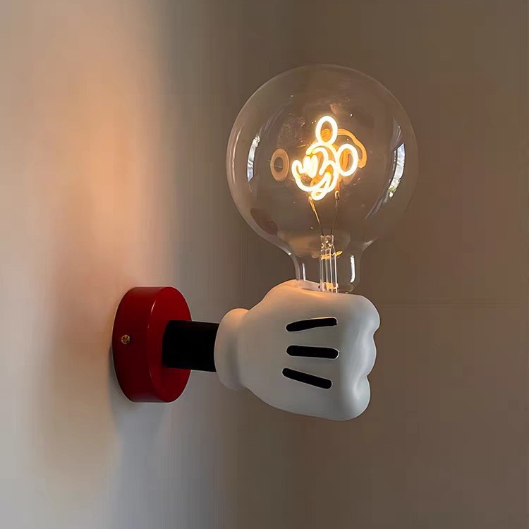 Habitación de niños lámpara de noche dormitorio Mickey cabezal de cama dibujos animados niños lindos de mano cálida creativa exquisita lámpara de pared lámpara de pared