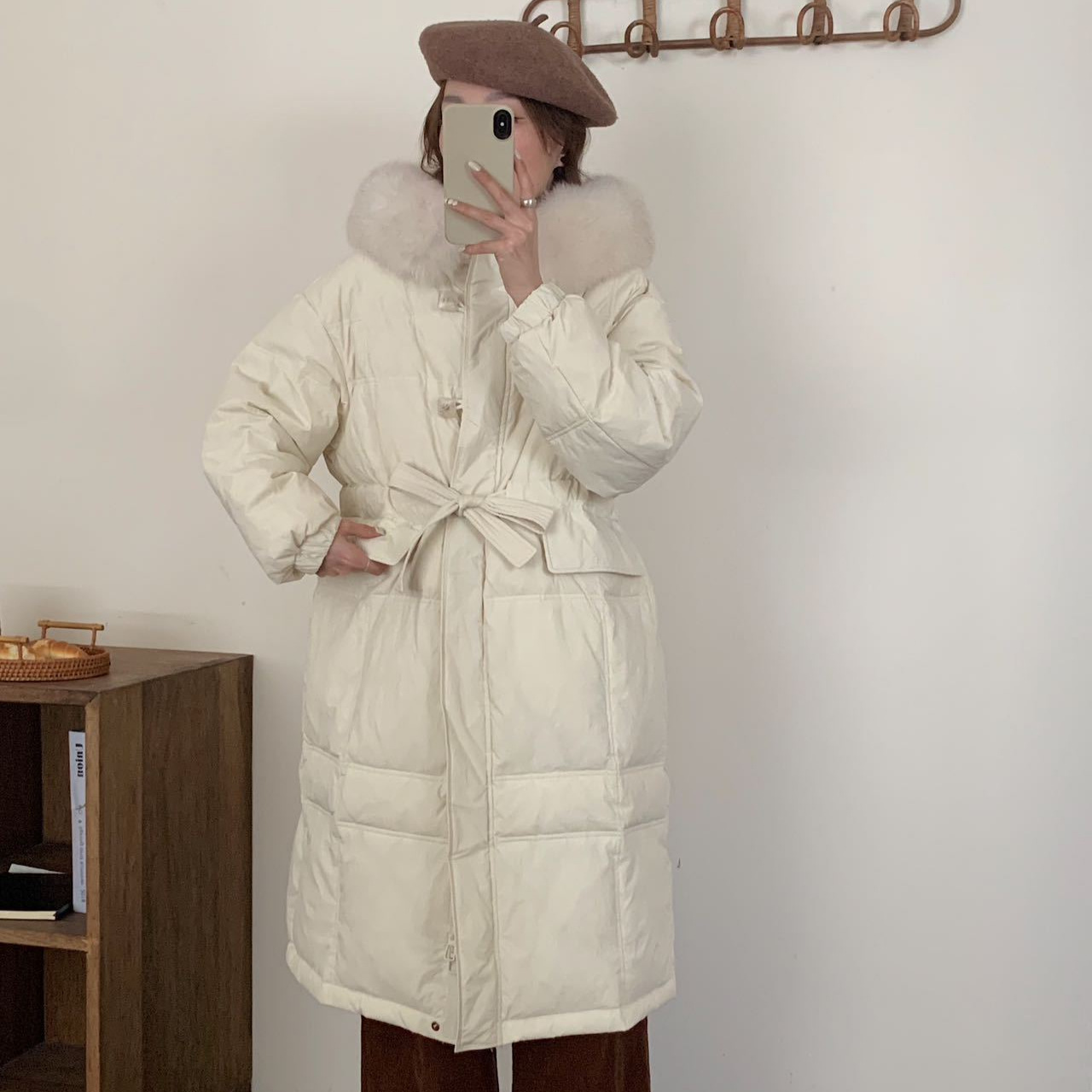 2025新款羽绒服女大毛领中长款白鸭绒宽松时尚冬季加厚高级感外套
