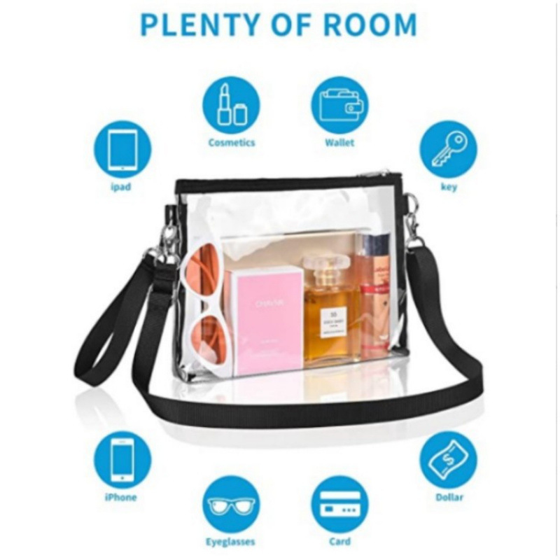Bolsa de mano transparente en stock Bolsa de mano transparente para viajar Bolsa de mano transparente para trabajar deportes de concierto