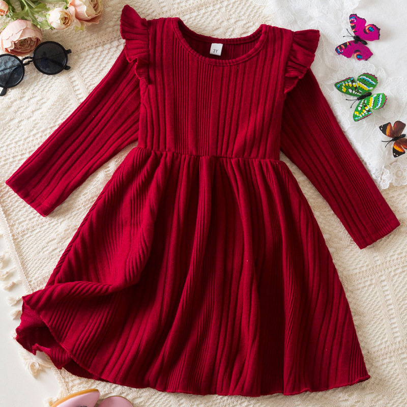 240g Weight Above Knee Dress Length Type Long Sleeve Sleeve Length Regular Dress Dresses Type Cotton Blend, Polyester Fabric Type Mid Waist Waist Line Toddler(3-6Years) Age Group Holiday, Daily Occasion Round Neck Neckline Regular Fit Fit Type Solid Color Pattern Autumn Season Girl'S Gender Cute, Simple Style Style Cute Simple Style Solid Color Cotton Blend Polyester Girls Dresses
