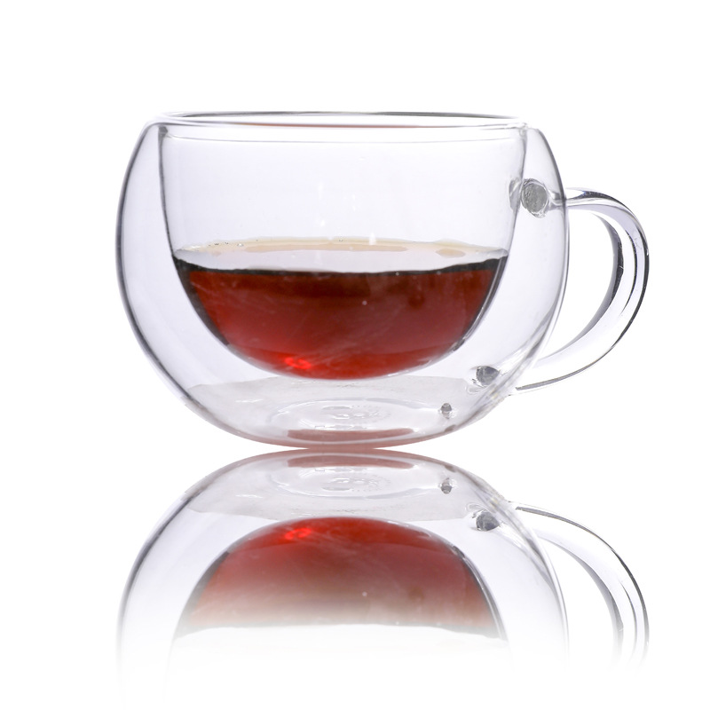 Con hombres y mujeres Oficina transparente taza de agua de vidrio taza de jugo de café creativo doble taza de leche de vidrio