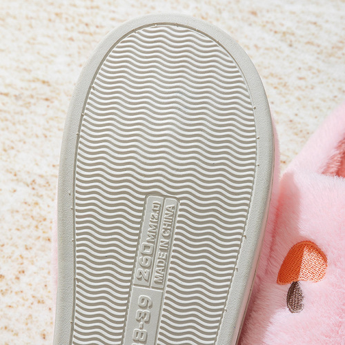 Cotton slippers, women's mushroom head embroidery, autumn and winter indoor home use, thick sole, warm and velvet, couples 'confinement shoes, men