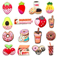 甜甜圈洞洞鞋鞋花鞋扣装饰扣卡通PVC软胶DIY配件鞋花扣现货批发