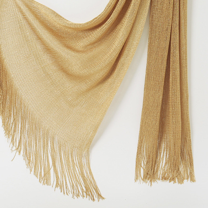 Women's Elegant Solid Color Gold And Silver Wire Tassel Scarf display picture 4