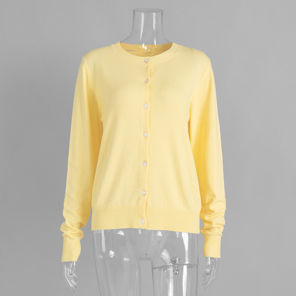 Bộ áo len dệt kim nữ cổ cao không tay kèm áo cardigan dáng suông — Áo vest màu nâu, Áo vest màu xám đậm, áo vest màu vàng, áo vest màu xanh chi tiết 12