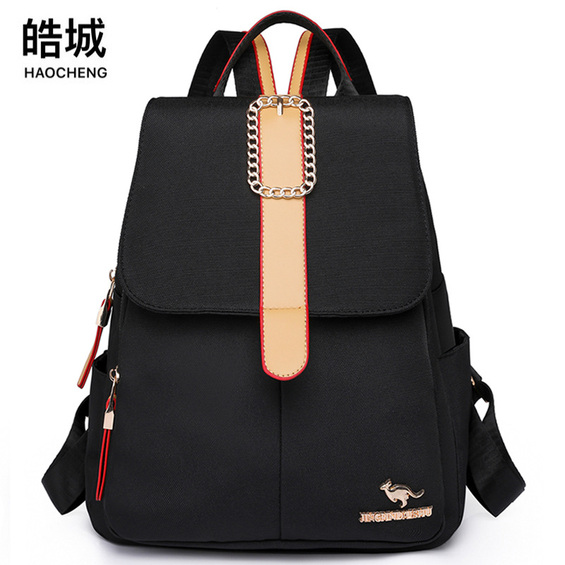 Fábrica al por mayor 2024 nueva casual mochila de nylon de las mujeres moda contraste color mochila de viaje de gran capacidad