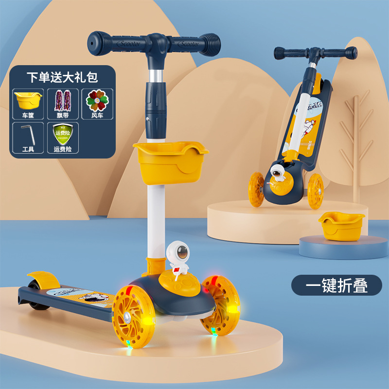 Niños de scooter con asiento plegable 2-6-10 años de edad niños y niñas tres en uno scooter con pedal