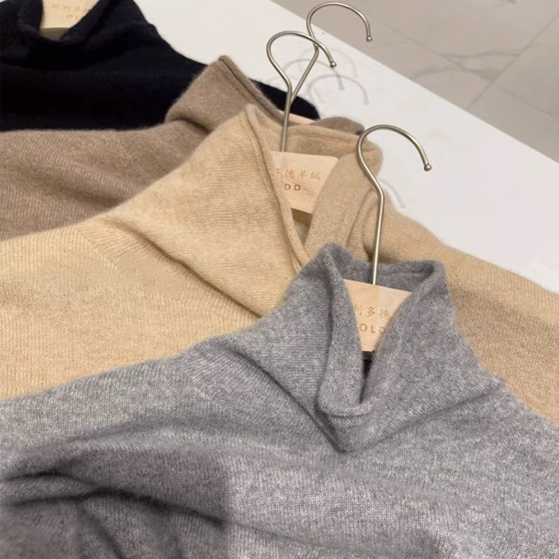 Store Owner's Personal Collection! 100% Pure Cashmere Free Collar Wool Base Sweater for Autumn and Winter, Slimming Versatile Knit Base Sweater